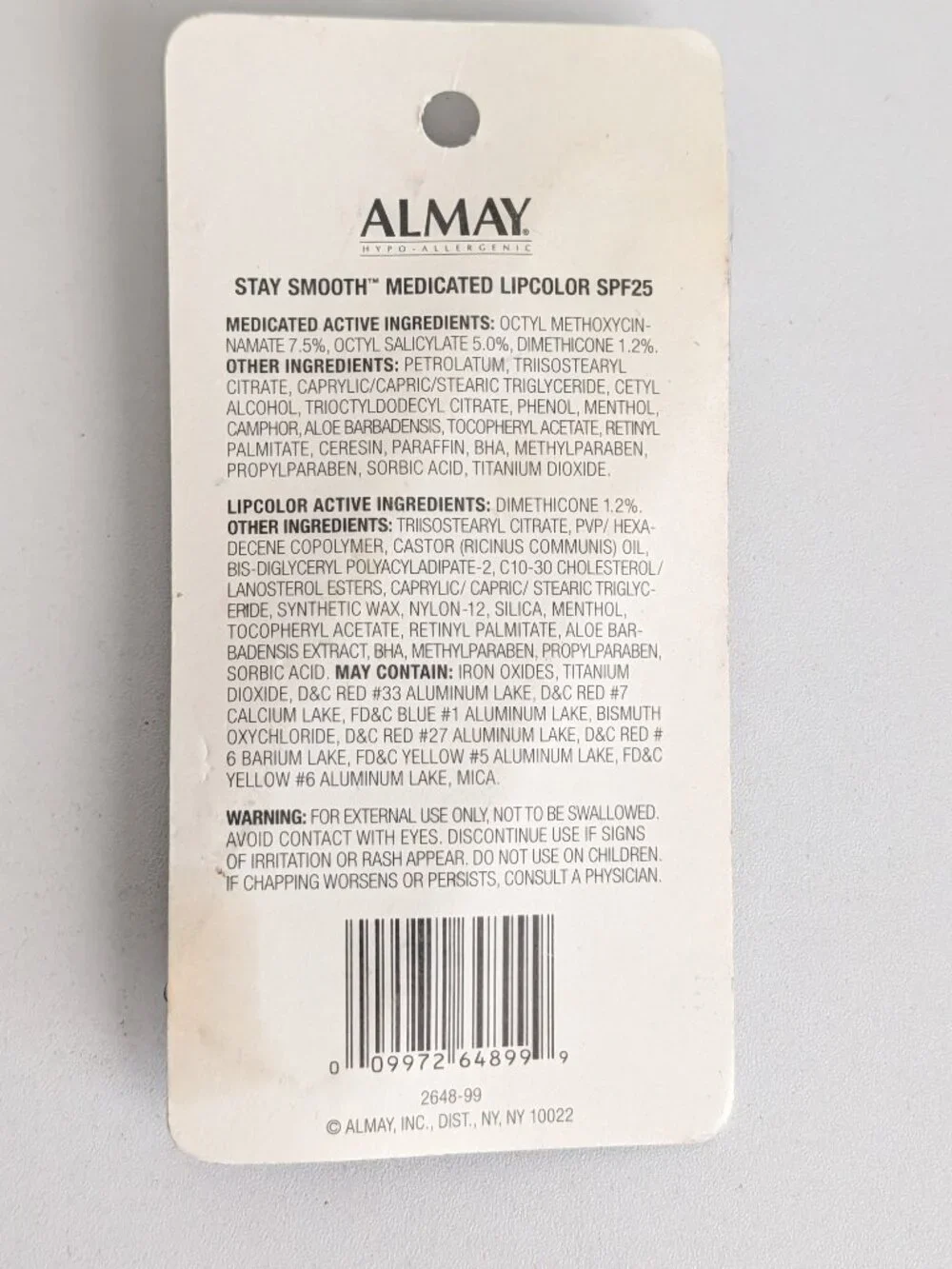 Almay Stay Smooth Medicated Lipcolor Duo CHOCOLATE New Old Stock SEALED